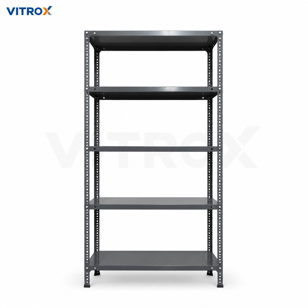 Slotted Angle Storage Rack 72 x 36 x 12 Inch 5 Tier – Gray Enamel Painted