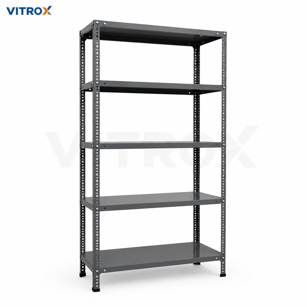 Slotted Angle Storage Rack 72 x 36 x 12 Inch 5 Tier – Gray Enamel Painted