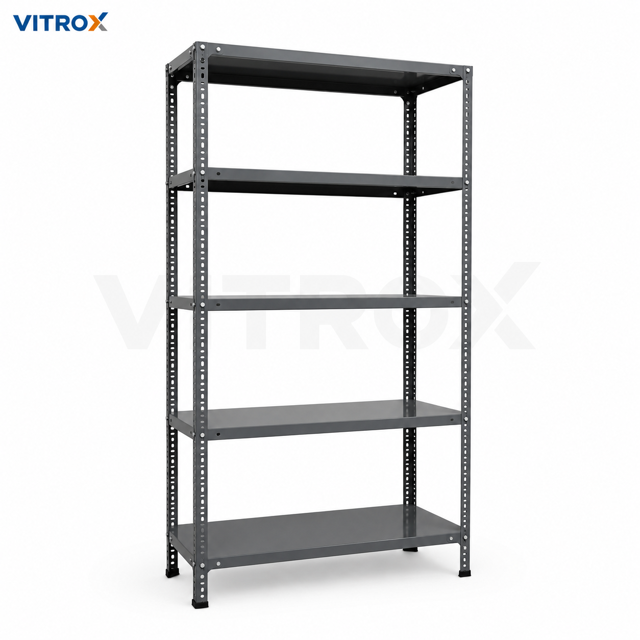 Slotted Angle Storage Rack 72 x 36 x 12 Inch 5 Tier – Gray Enamel Painted
