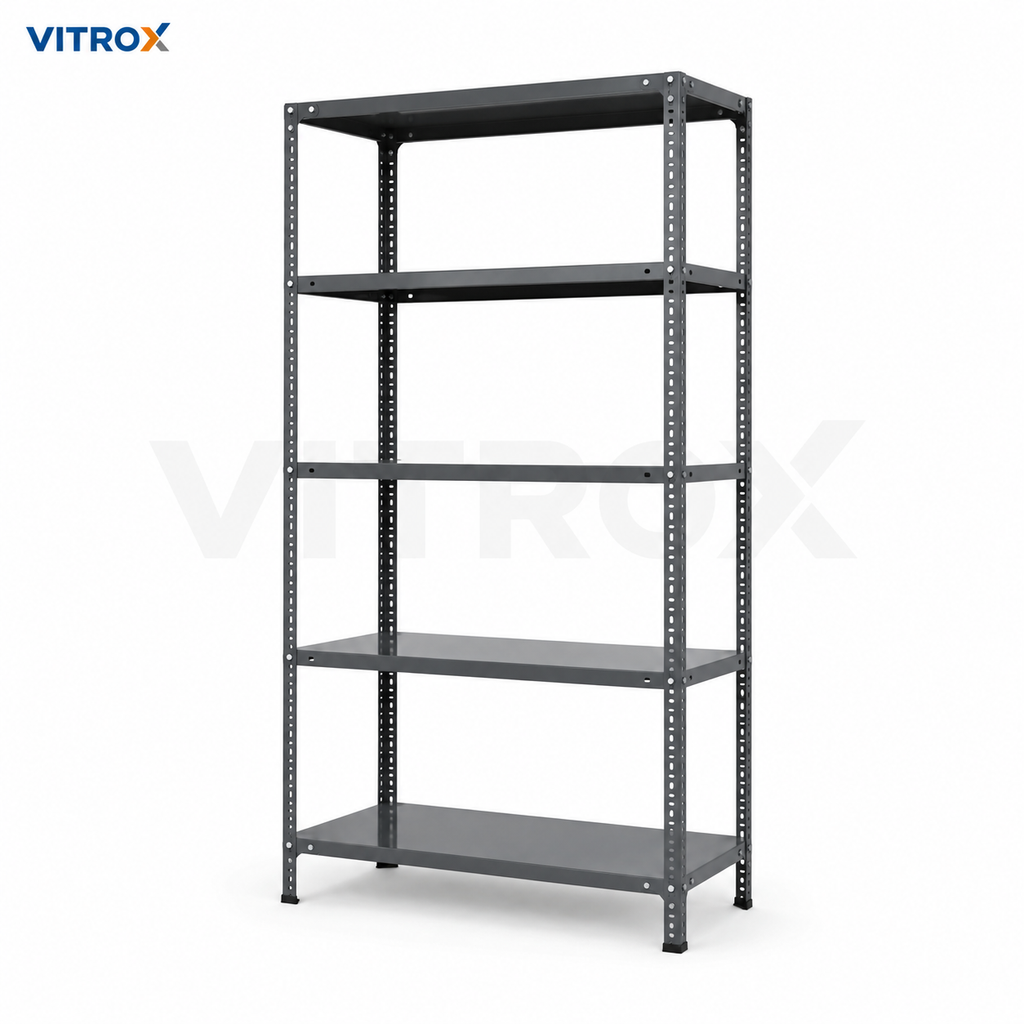 Slotted Angle Storage Rack 72 x 36 x 12 Inch 5 Tier – Gray Enamel Painted