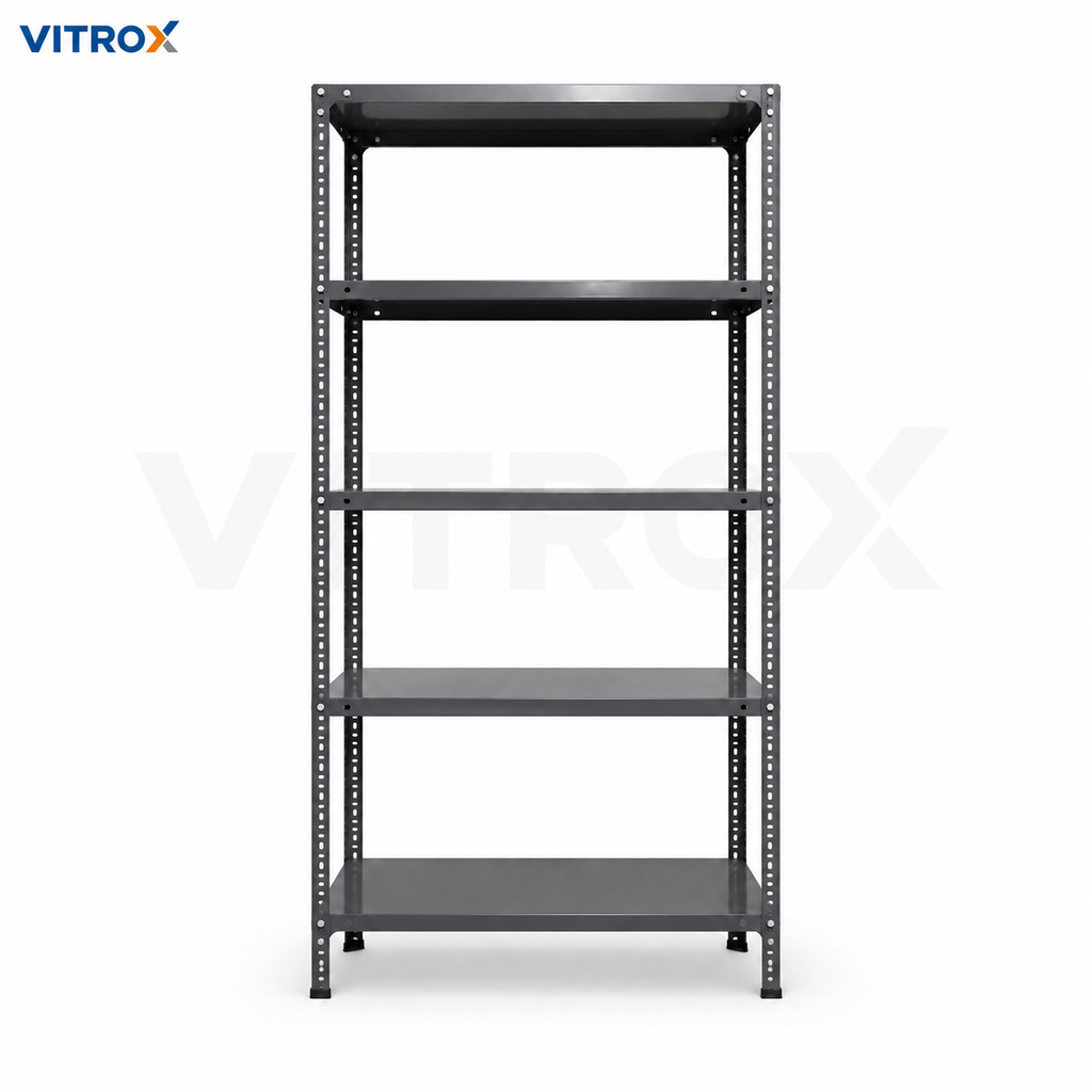 Slotted Angle Storage Rack 72 x 36 x 12 Inch 5 Tier – Gray Enamel Painted