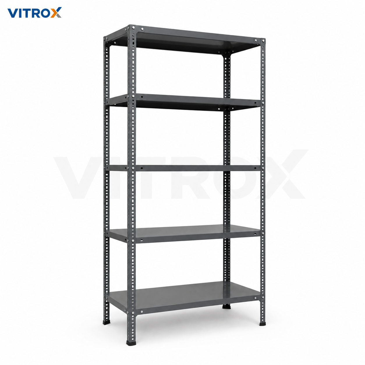 Slotted Angle Storage Rack 72 x 36 x 12 Inch 5 Tier – Gray Enamel Painted