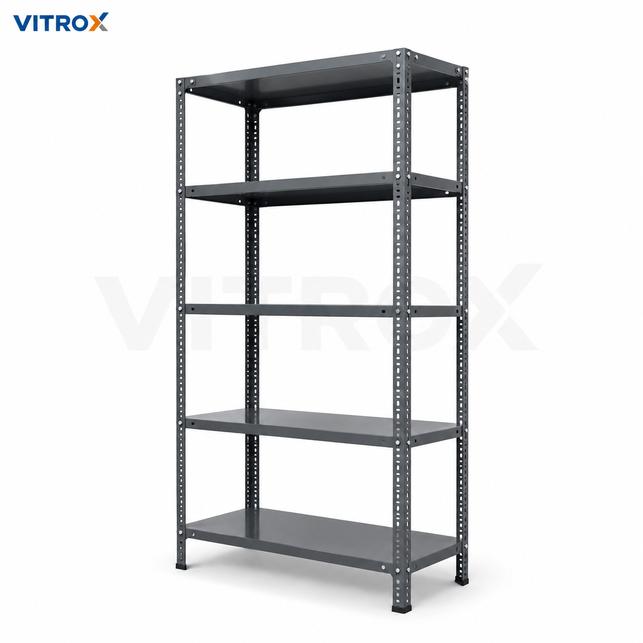 Slotted Angle Storage Rack 72 x 36 x 12 Inch 5 Tier – Gray Enamel Painted