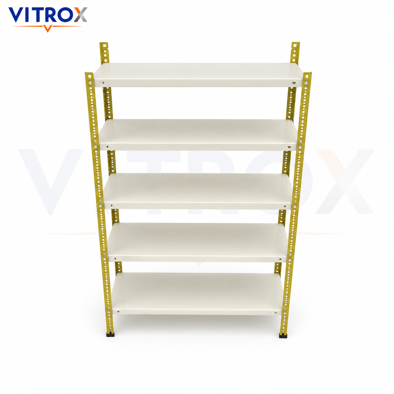 VITROX Slotted Angle Storage Rack 85 x 36 x 12 Inch 6 Tier – Green & Ivory Powder-Coated Iron Metal Rack