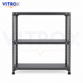 VITROX Slotted Angle Storage Rack 36 x 36 x 12 Inch 3 Tier – Gray Enamel Painted Iron Metal Rack for Home, Shop, Office & Utility Storage