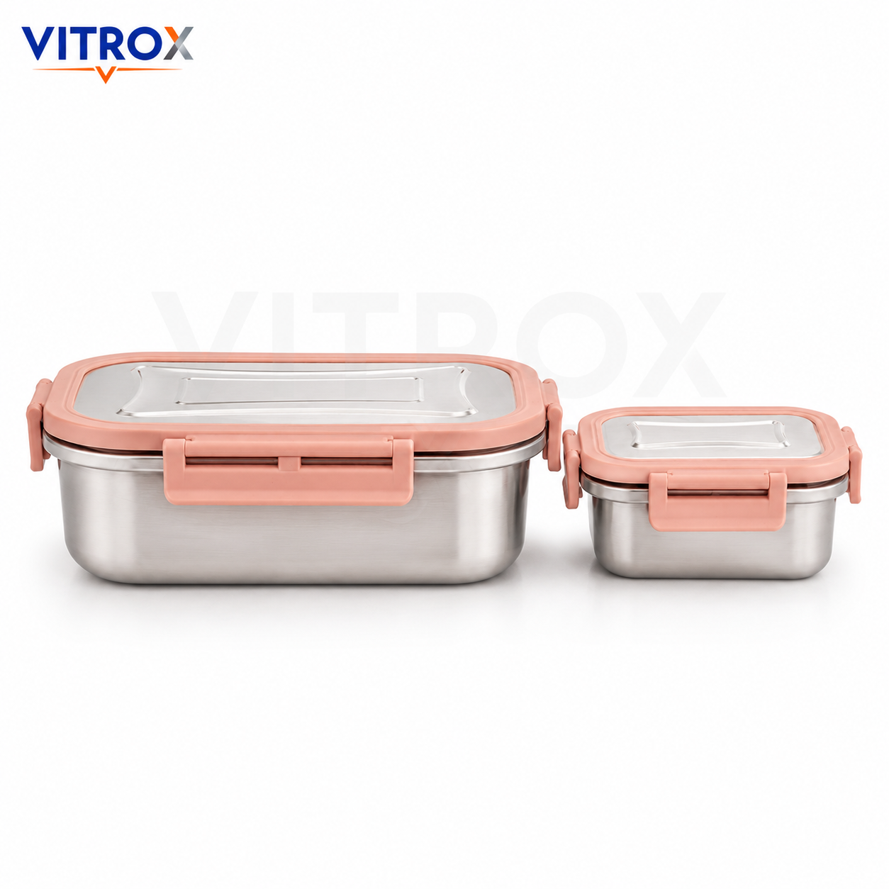 VITROX Leak-Proof Stainless Steel Lunch Box 1000ml with Lock Lid & Small Inner Box – Pink Lunch Container for Office, School & Travel