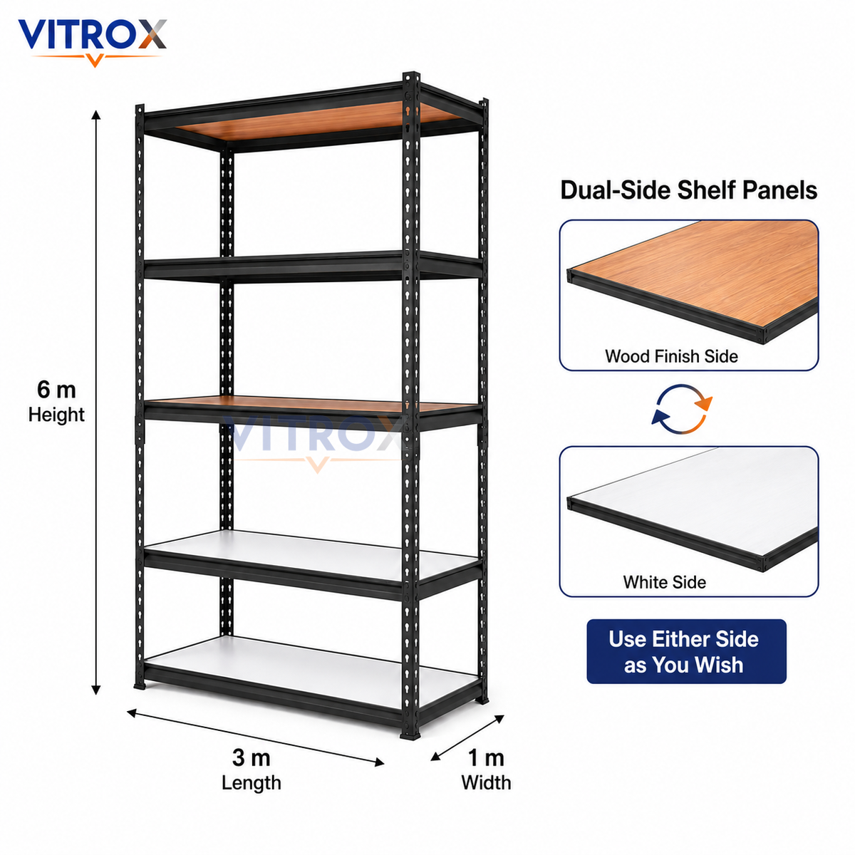 VITROX Boltless Storage Rack – 6 × 3 × 1