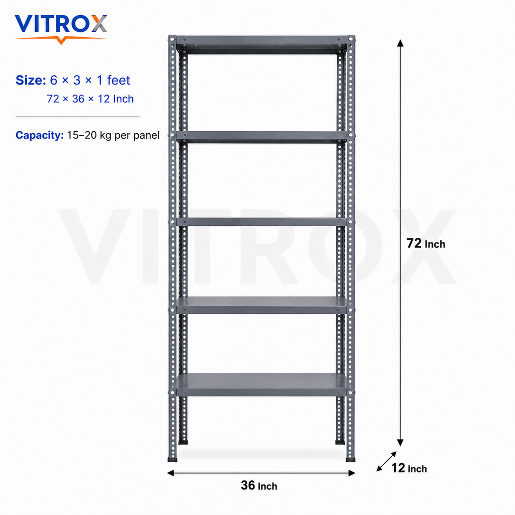 VITROX 5-Tier Slotted Angle Storage Rack