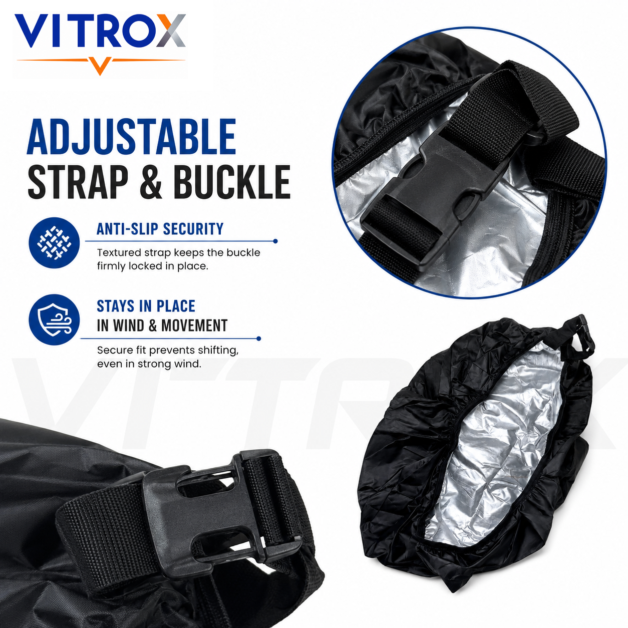 VITROX Waterproof Backpack Rain Cover with Silver-Coated Lining