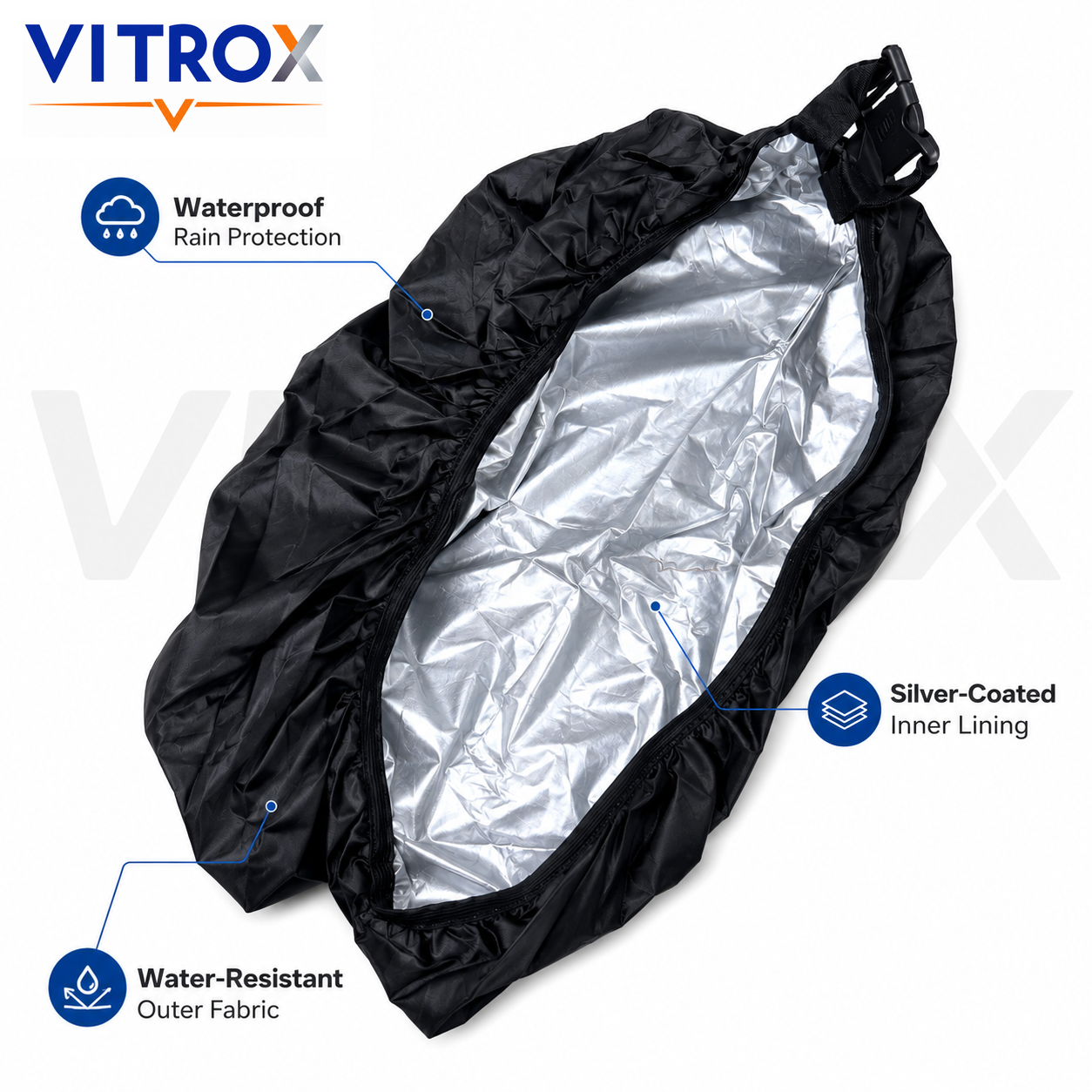 VITROX Waterproof Backpack Rain Cover with Silver-Coated Lining